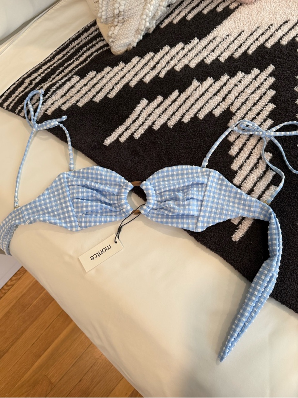 Montce Blue Gingham Ring-Center Bikini Top